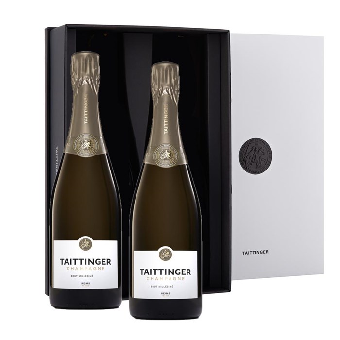 View Taittinger Brut Vintage Champagne 2016 75cl in Branded Monochrome Gift Box